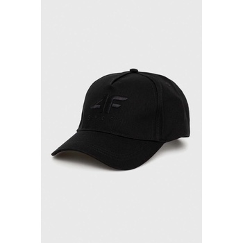 4F Памучна шапка с козирка 4f в черно с изчистен дизайн (4fss23acabm132)