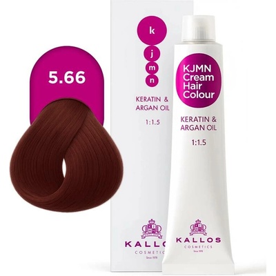 Kallos KJMN s keratinem a arganovým olejem 5.66 Light Red Brown Cream Hair Colour 1:1.5 100 ml