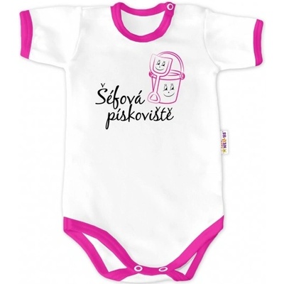 Body krátký rukáv Šéfová pískoviště bílé/růžový lem
