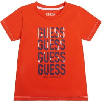 GUESS Тениска с къс ръкав в червено за момче с много надписи Guess