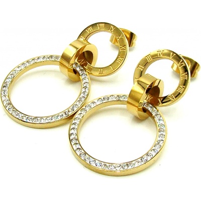 Steel Jewelry náušnice KROUŽKY VISACÍ GOLD Chirurgická ocel NS240187