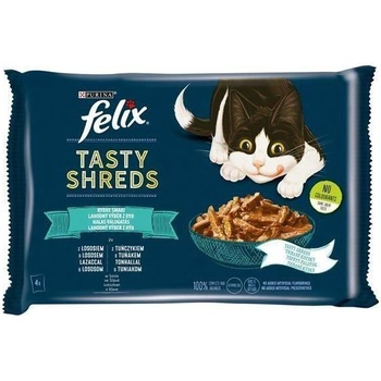FELIX Tasty Shreds pro kočky s lososem a tuňákem v omáčce 4 x 80 g