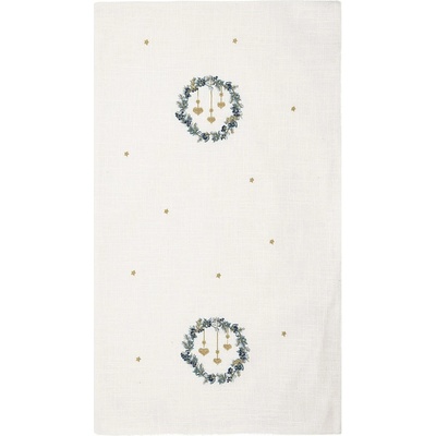 GREEN GATE Běhoun s výšivkou Zelda White 45x140 cm bílá barva