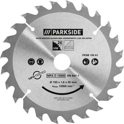 Kotouč Pila na dřevo 150x20x1,6mm 24 zubů PKSB 150 A1 PARKSIDE – Zboží Mobilmania