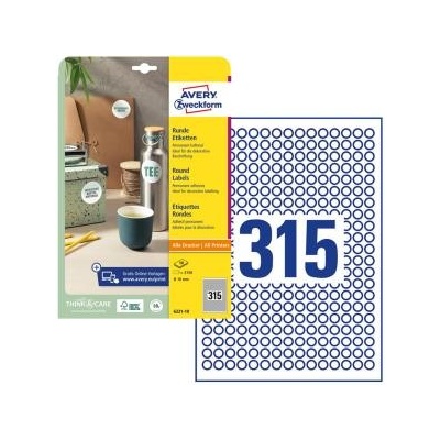 Etikety univerzálne kruhové 10mm Avery A4 10 hárkov