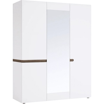 Гардероб с огледало Lynatet typ22 3D бял гланц и тъмна сонома