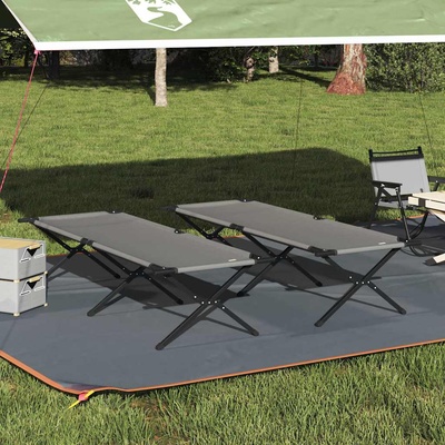 vidaXL Сгъваемо къмпинг легло 2 pcs Сив 210 x 80 x 46 см (42003195)