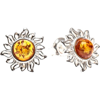 REBLAN Strieborné náušnice s jantárom RAPUNZEL RENU255