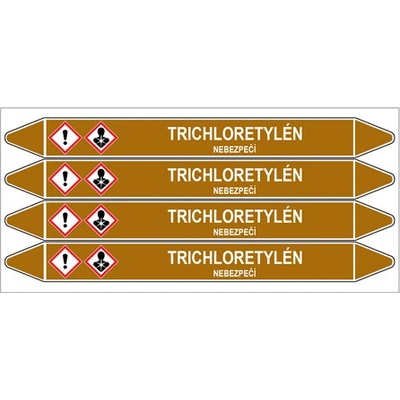 Značení potrubí, trichloretylén,4 ks, 250 × 26 mm PZ 008262