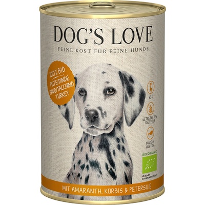 DOG’S LOVE 6х400г Bio Dog´s Love, консервирана храна за кучета - с био пуешко