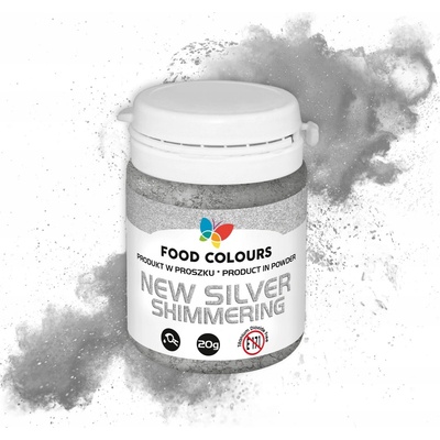 Food Colours Jedlá prachová perleťová farba New Silver Shimmering 20 g
