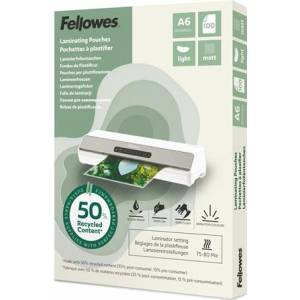 Fellowes Фолио за термоламиниране, 80 микрона, A6, матово, 100 броя, FELLOWES "Light" 100143438 (100143438)
