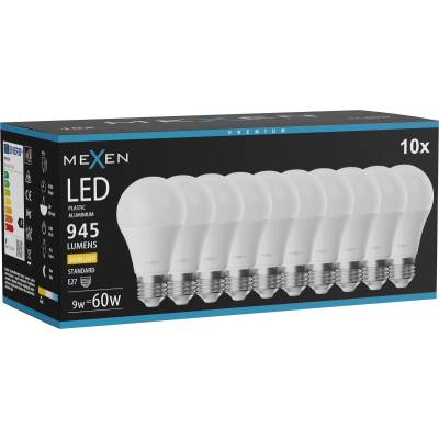 Mexen Nova 10x LED крушка E27, A60, 9W, Топла - 3000K, 945 lm - L100-E27-0930-01x10 (L100-E27-0930-01x10)