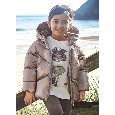 MAYORAL Ватирана метализирана шуба с качулка в розово злато Майорал