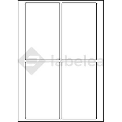 Labelea Samolepiace etikety 85x140 mm biele papierové, na hárku A4, pre laserovú a atramentovú tlač, Farba etikiet Biela, Počet hárkov v balení 100 EPY085140W004S