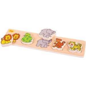 Bigjigs Toys Пъзел триизмерен 5 ел. Сафари (bb015)