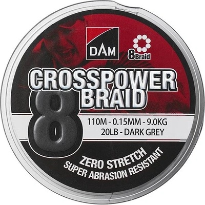 DAM šnúra Crosspower 8-Braid Dark Grey 150m 0,20mm 12,6kg