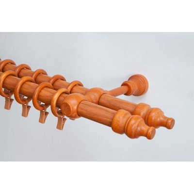 Garnyze-levne Dřevěná záclonová tyč dvouřadá Olše Favorite 28 mm 300 cm