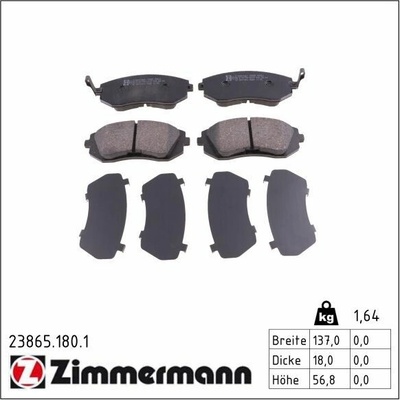 Sada brzdových destiček, kotoučová brzda ZIMMERMANN 23865.180.1