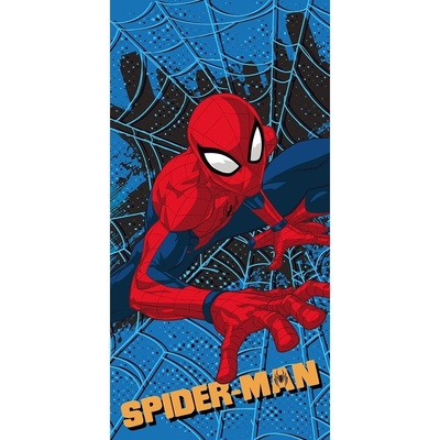 Jerry Fabrics červená modrá detská osuška z mikrovlákna 70 x 140 cm Spider-man