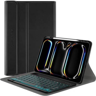Techsuit CozyTab Case and Bluetooth Keyboard - кожен калъф и безжична блутут клавиатура за iPad Pro 11 (2024) (черен)