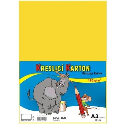 karton kreslící A3 180 g barevný 50 listů žlutý – Zboží Mobilmania