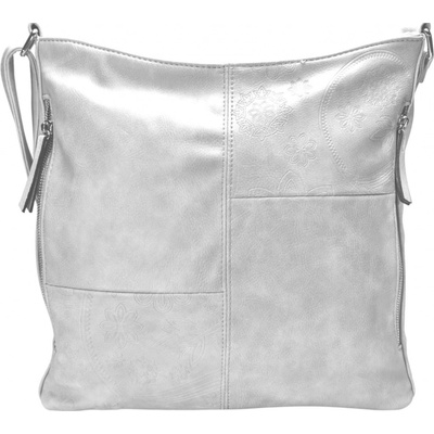 Velká světle crossbody kabelka s ornamenty Frencis šedá