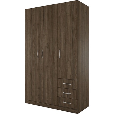 IRIM Трикрилен гардероб с чекмеджета Сити 1028 орех адмирал