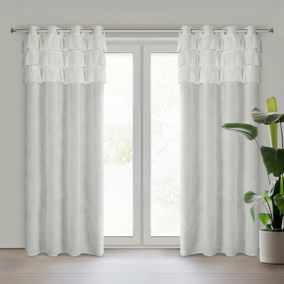 Takoy Záves AGIS z mohérovej tkaniny zdobený jemnými volánmi 140 x 250 cm-HF-453744 | 140 x 250 cm