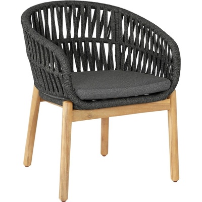 Micadoni Antracitově šedá zahradní židle Jondal s výpletem