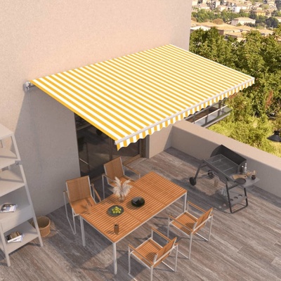 VidaXL Ručně zatahovací markýza 500 x 350 cm žlutobílá