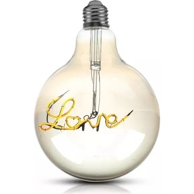 V-TAC LED žiarovka E27 G125 5W teplá biela filament "LOVE"