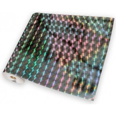 Univerzální hologramová samolepící fólie na metry - čtverce stříbrné
