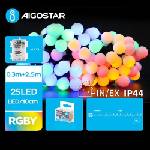 Aigostar - Външна LED гирлянда 25xLED/3xAA/8 режима 2, 8 m IP44 многоцветна (AI1154)