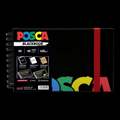 UNI Posca skicák A5 48 listů černý mix 3 barev papíru 100 g