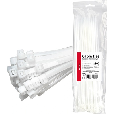 Amio 04311 Upínacie pásky biele 4,8 × 300 mm 100 ks