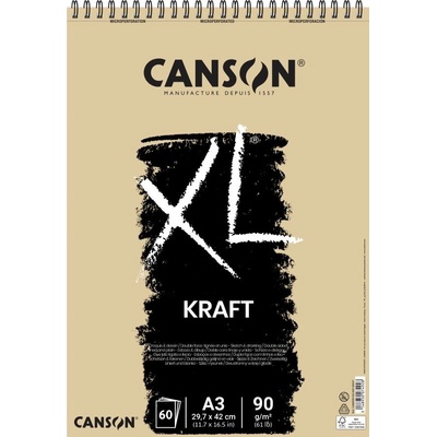 Canson XL Kraft kroužková vazba A3 90 g 60 listů