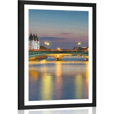 Plakát s paspartou noční Paříž - 60x90 no frame