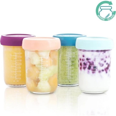 Babymoov Skleněné misky s víčky 4x 220 ml