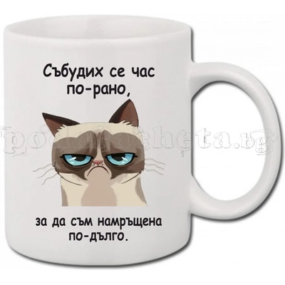 BestSub Бяла керамична чаша - Grumpy cat 9