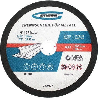 GROSS Диск за рязане на метал gross - 230 × 1, 8 × 22, 2 мм (7379177)