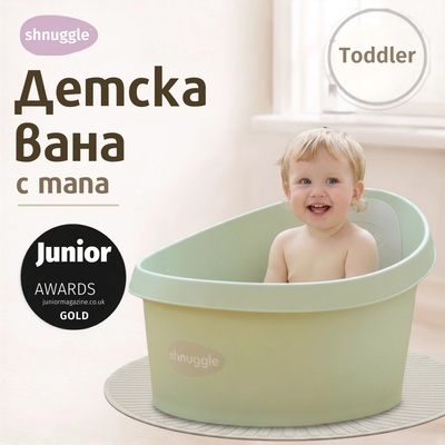 shnuggle Toddler Bath - Детска вана с тапа (9+ месеца) - цвят Mint/Мента (STB-MNT-EUR)