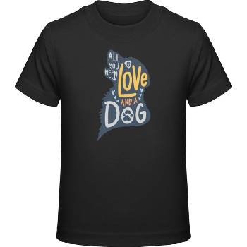 Premium Tričko pre Deti Všetko, čo potrebujete, je láska a pes Čierna Detské
