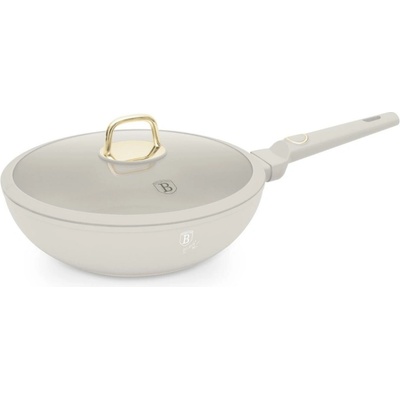 BerlingerHaus Wok panvica s pokrievkou 28 cm, 3,2 l Sahara Berlinger Haus BH 8064, nepriľnavá, krémová