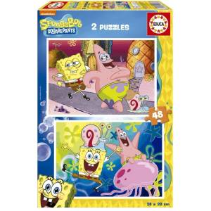 Educa Пъзел 2 в 1, Educa, Sponge Bob, 2x48 части