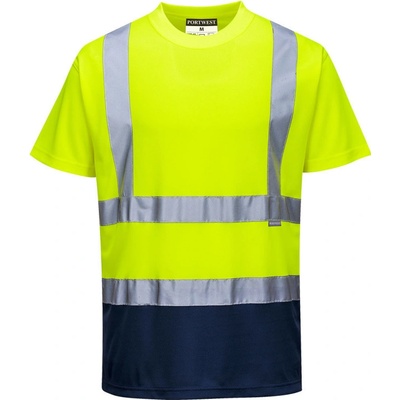 Portwest tričko S378 krátký rukáv reflexní žltá/navy 5XL