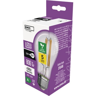 Emos LED žiarovka A60/E27/3,8W/60W/806lm/neutrálna biela 1525283410