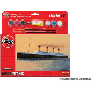 Image 1 of Airfix RMS Titanic - Титаник 1: 1000 голям стартов комплект с 6 акрилни бои, лепило и две четка (A55314)