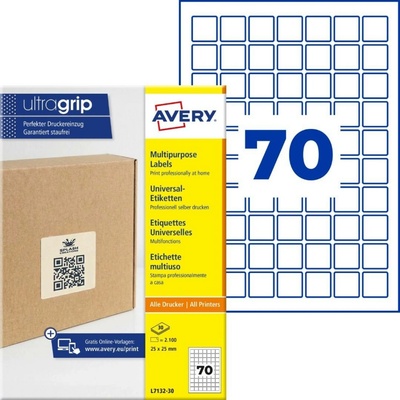 Avery Zweckform L7132-30 Čtvercové etikety 25x25 mm 2100 ks bílé