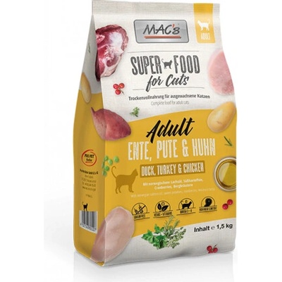 MAC's Dry Cat DOSPELÁ MAČKA KAČICA KROTA a kurča 1,5 kg
